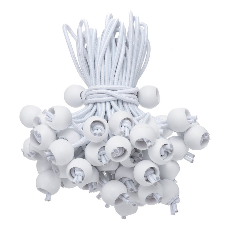 50Pcs Ball Bungee Cords 6″ Heavy Duty Bungee Cord Balls for Tent Holding White