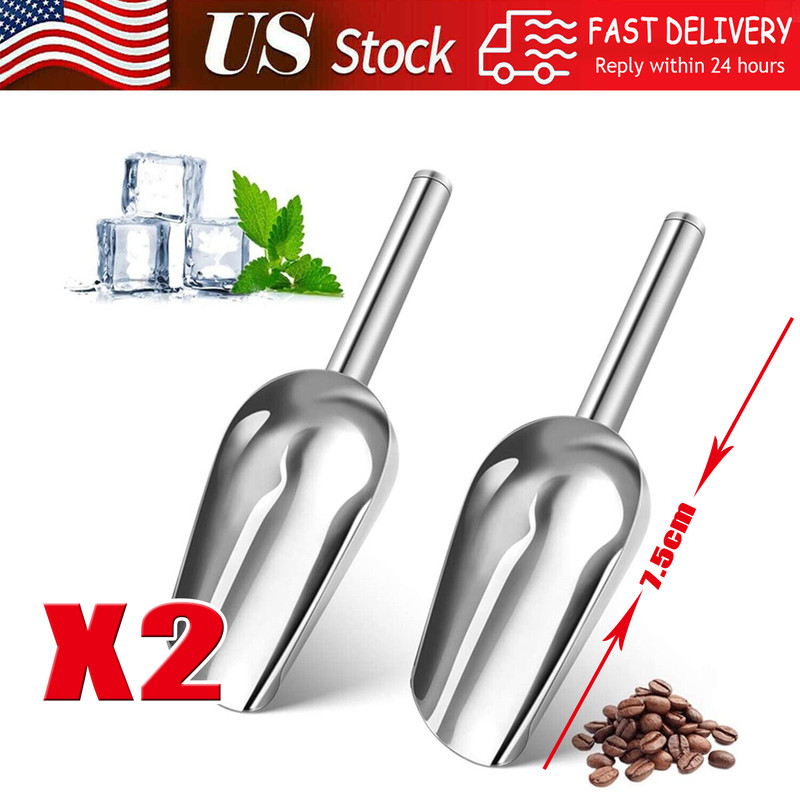 2x Stainless Steel Scoop Bar Ice Candy Dry Goods Popcorn Commercial Scooper 12oz
