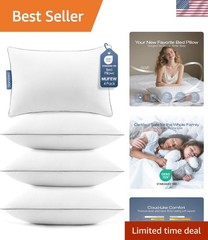 Set of 4 Standard Down Alternative Pillows – Breathable & Cooling Comfort