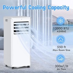 Portable Air Conditioner 12000 BTU WiFi Heat Dehumidifier Fan Remote 3-in-1 Unit