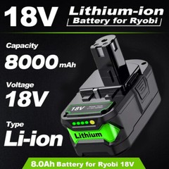 8Ah For RYOBI 18V 8.0Ah P108 High Capacity Battery 18 Volt Lithium-Ion One Plus