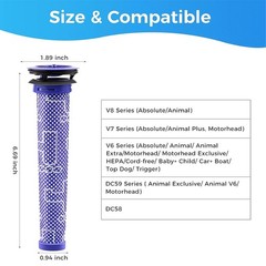 1-4 Pack Replacement Filters for Dyson V8, V7, V6, SV04, DC58, Part # 965661-01