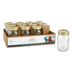 Mainstays Regular Mouth 16oz Mason Jars, 12 Pack Glass Canning Jars with Lids.