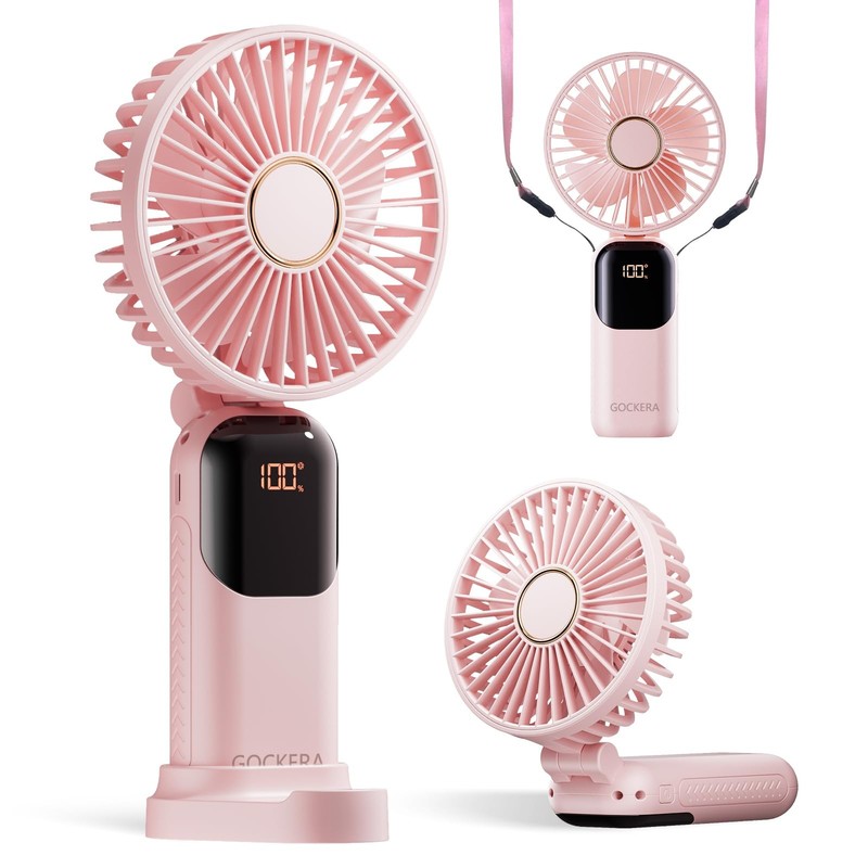 Gockera Portable Fan 4200Mah Battery Operated Fan 5 Speedsdigital Display