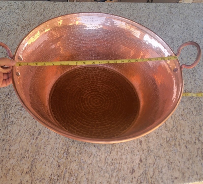 CAZO DE COBRE 23″ inch CARNITAS COPPER POT BOWL 18MM GAUGE.