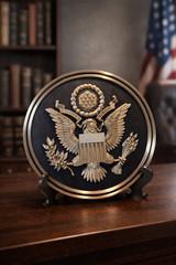 Seal of the United States Plaque – 8.5″ Round Patriotic Eagle Wall Art