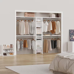 Impressions 48.97-112.97 In. W White Adjustable 11-Shelf Wood Closet System with