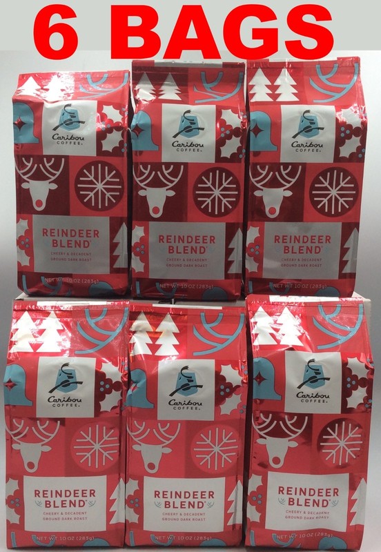 Caribou Coffee Reindeer Blend Ground Coffee Dark Roast, 10 oz ☕JULY/2026☕