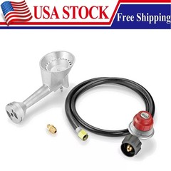 High Pressure Propane Cast-Iron Round Burner 4FT Regulator Hose & Fitting