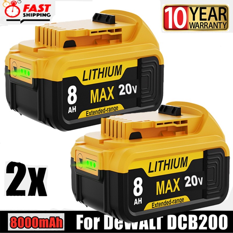 2Pack For DeWalt 20V Max 8 AH Lithium Ion 20V Battery DCB206-2 DCB205-2 DCB200-2