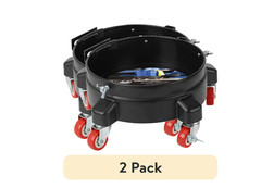 (2 pack) Auto Drive 12-inch Heavy Duty Plastic Garage Bucket Dolly, 5 Wheel with