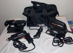 Black & Decker Corded Drill Jigsaw and Sander w/carrier – Tested & Ready for Use