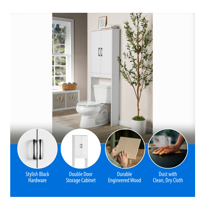 Ardent Over Toilet Storage Cabinet White Bathroom Space Saver Shelf gallery