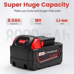 2PACK For Milwaukee for M18 8.0AH Battery Lithium Extended Capacity 48-11-1860