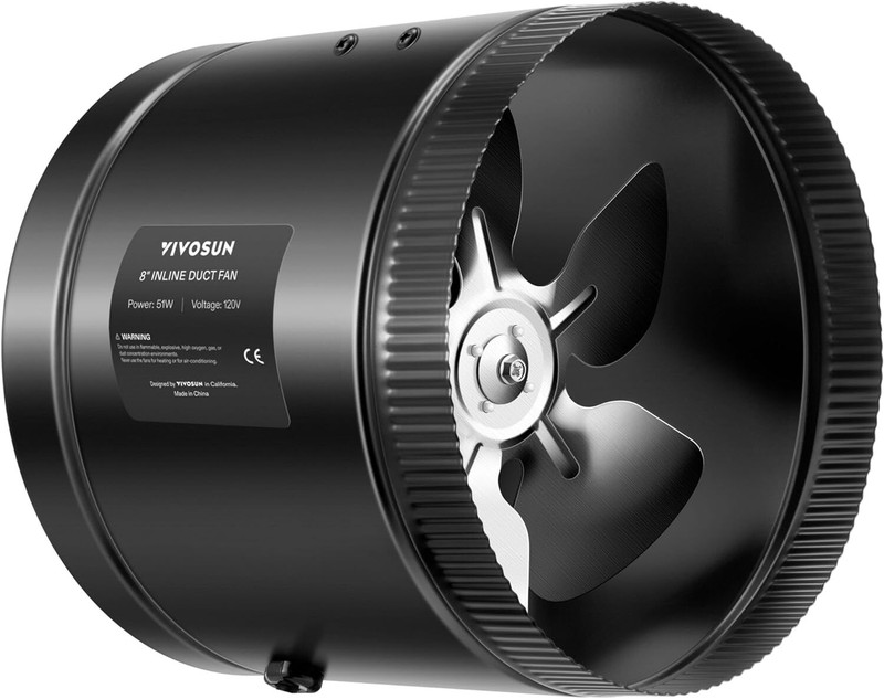 VIVOSUN 4/6/8 inch 100/204/420CFM HVAC Inlie Exhaust Ventilation Fan W/Low Noise