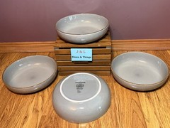 Over & Back Yes Let’s Dinner/Pasta Bowls 8 1/4” Gray Set of 4 Stoneware EUC