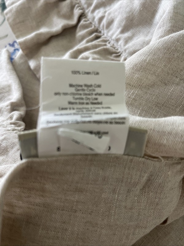 Pottery Barn BELGIAN FLAX LINEN FRINGE RUFFLE EURO Shams Set/2 Flax READ gallery
