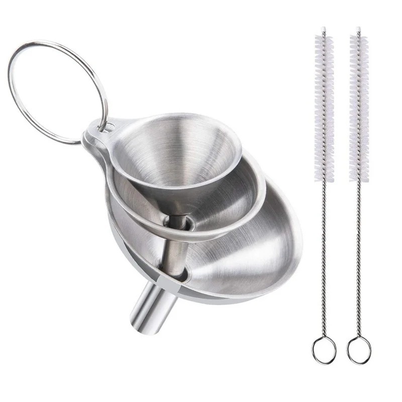 5 Pcs Stainless Steel Kitchen Funnels Set Food Metal Funnels for Filling Small..