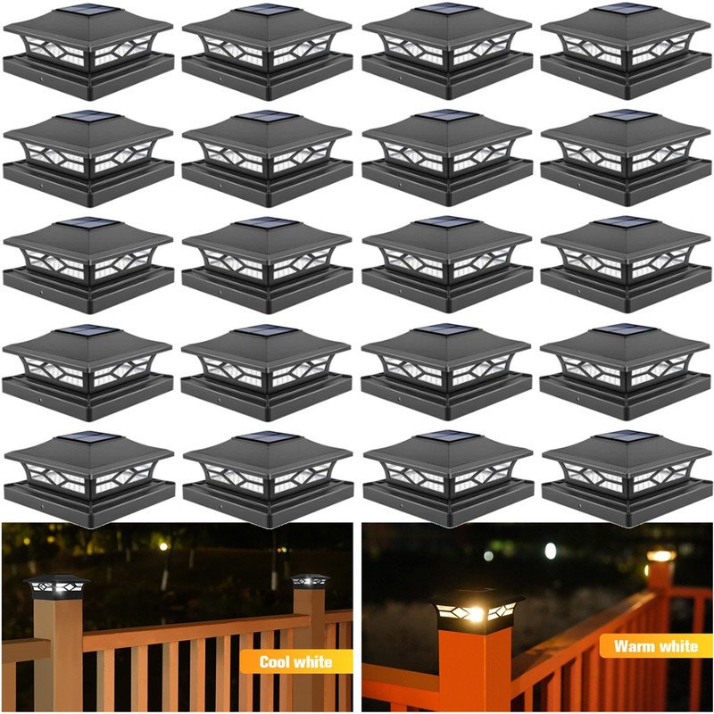20 Pack LED Solar Post Lights Outdoor Deck Cap Fence Light PVC Vinyl 4×4 6×6