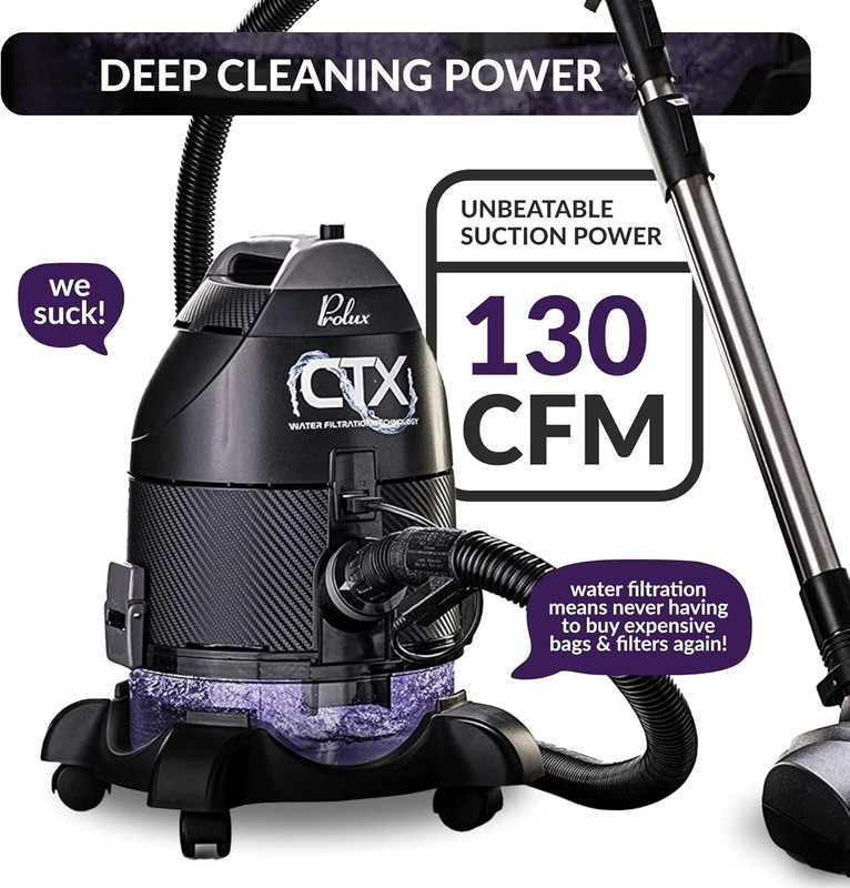 Prolux CTX PRO Water Filtration Bagless Canister Vacuum Cleaner Wet Dry