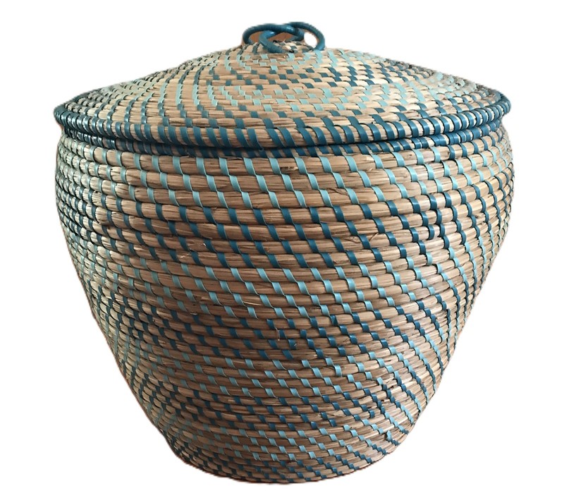 Extra Large Natural Grass Basket w/ Lid 1.5 Feet Tall X 17 Ins Wide Tight Weave gallery