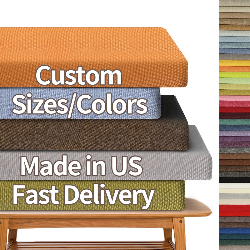 Colourtree Custom Size 3″ Thick Bench Cushion Window Seat Cushion Indoor Outdoor