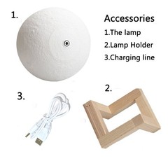 3D Moon Night Light Table Lamp USB Charging Remote Touch Control Home Decor Gift
