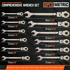 12/24piece Set Of Ratchet Wrench Set With Wrench Storage Box, Set With Metric, S