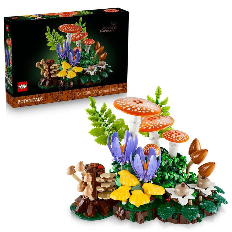 LEGO Botanicals Woodland Mushrooms - Building Set for Adults, Ages Multicolor