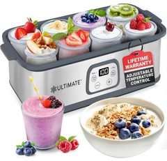 Ultimate Probiotic 8 Jars Yogurt Maker with Adjustable Temperature &Time Control