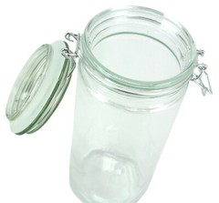 4 Coordinating Glass Storage Jars Canisters Containers Sealing Hinged Lids – New
